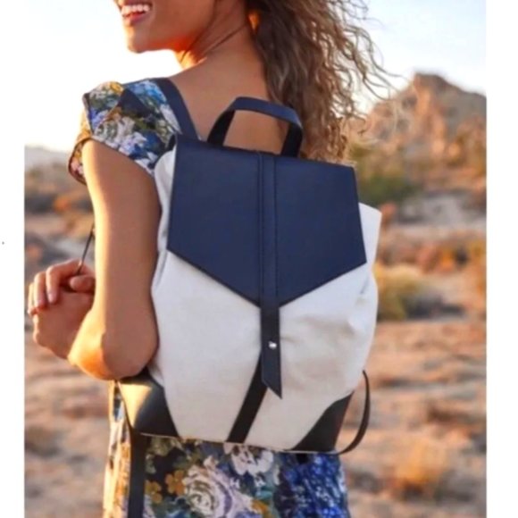 Deux Lux Demi Canvas Backpack in Off-White/Cream & Black - Picture 13 of 13